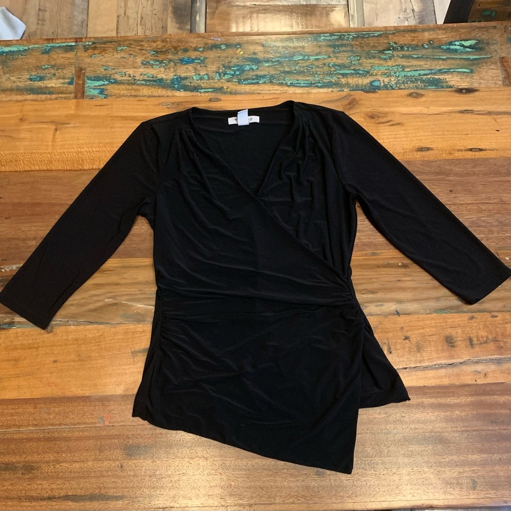 White House | Black Market - V Neck Hourglass 3/4 Sleeve Asymmetrical Blouse